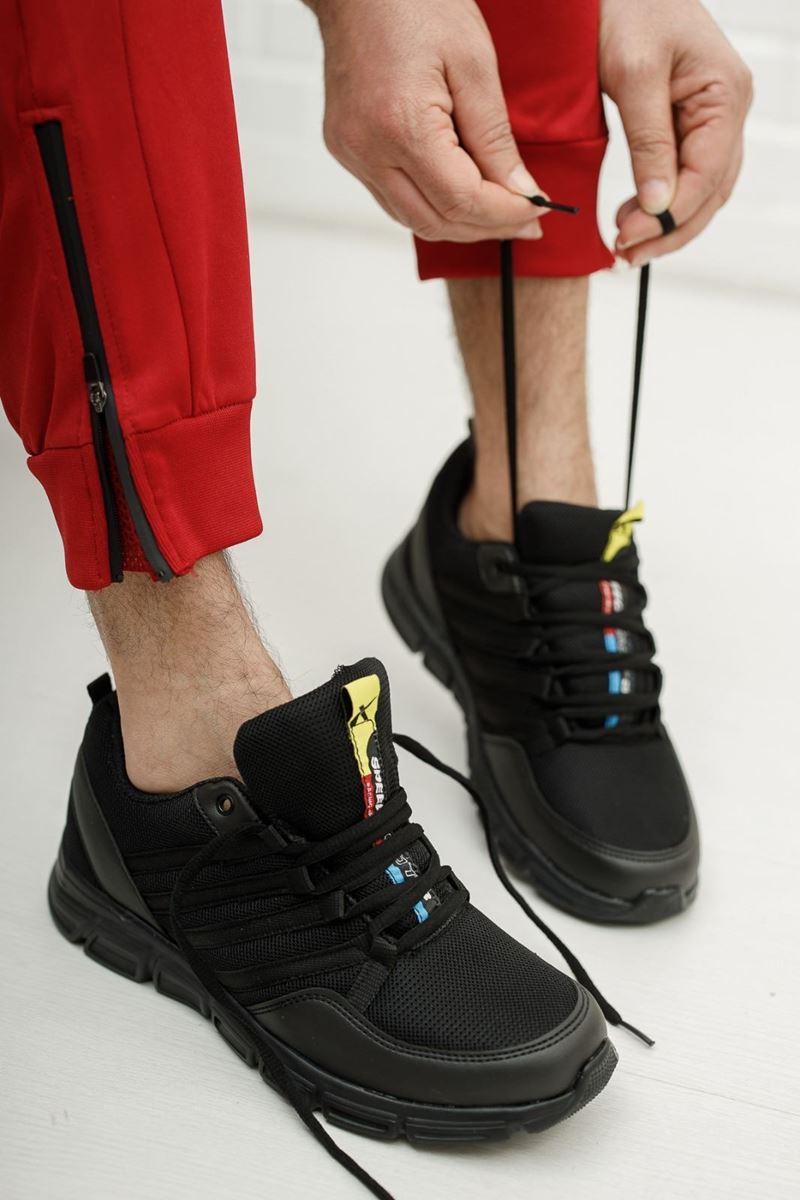 030 Scot Siyah Beyaz Faylon Taban Yazlık Spor Ayakkabı resmi