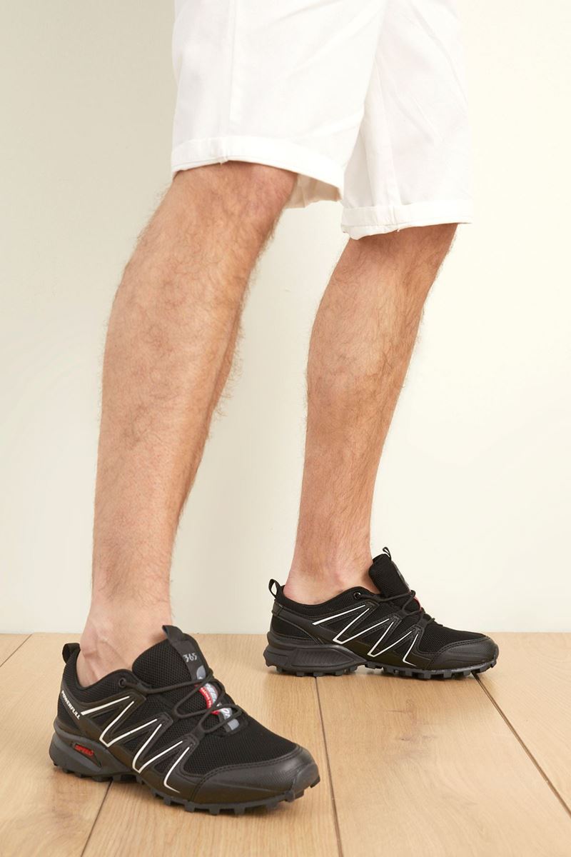 صورة 1661 Forza Siyah Beyaz Siyah Faylon Taban Erkek Spor Ayakkabı