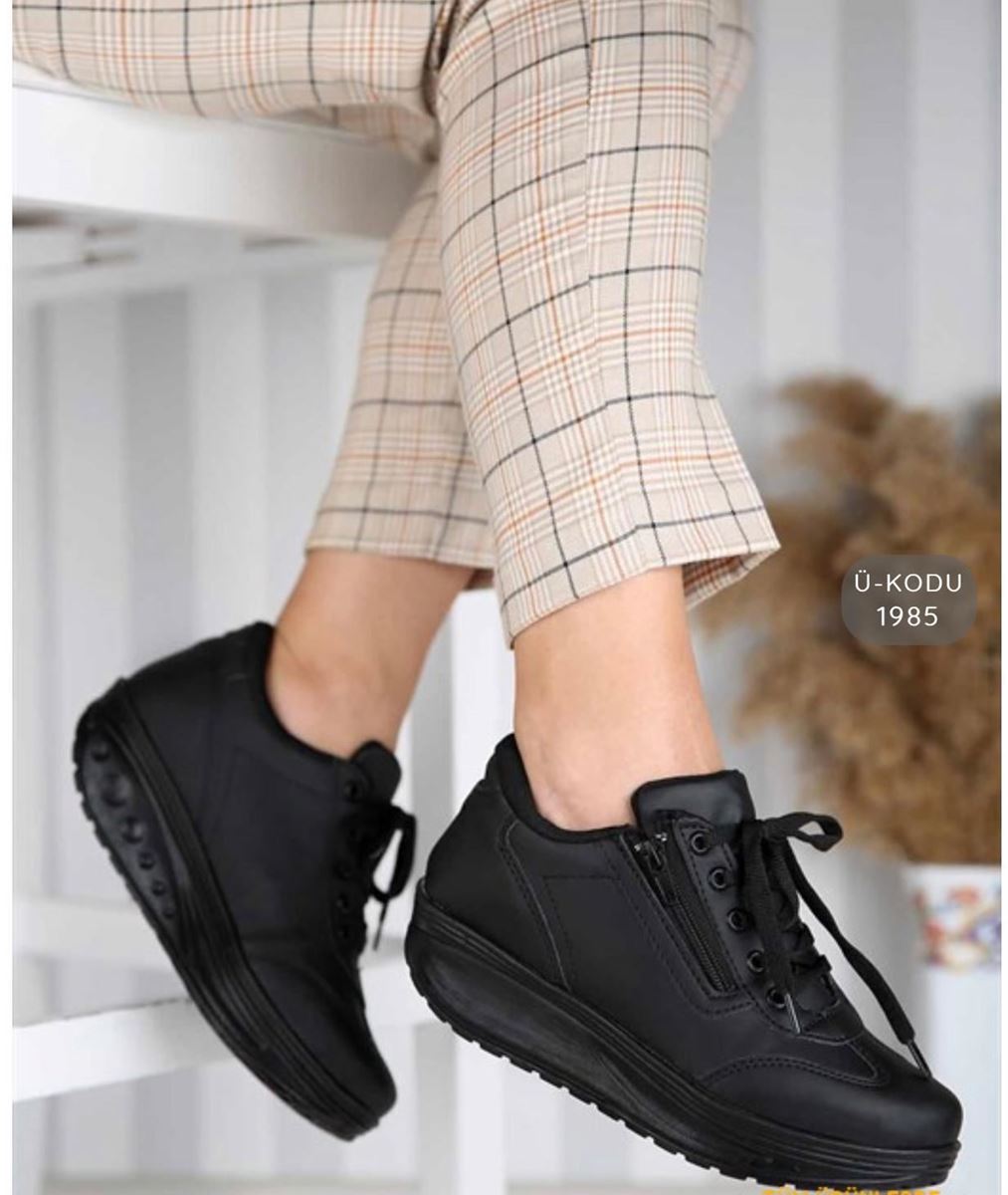 صورة Pilla Siyah Fermuarlı Kadın Ayakkabı